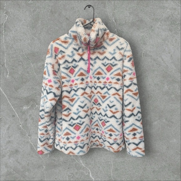 Eddie Bauer Sweaters - Eddie Bauer Southwestern Aztec 1/2 Zip Soft Sherpa Fleece Pullover Jacket Medium